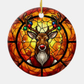 Glas-in-lood rendier Rudolf Keramisch Ornament (Achterkant)