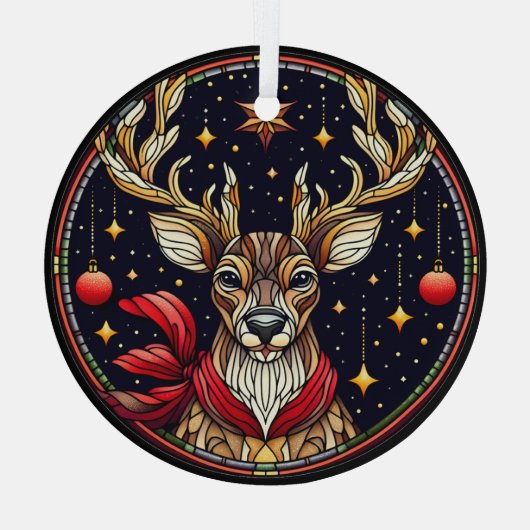 Glas in lood rendieren, sterren en Ornamenten (Achterkant)