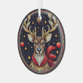 Glas in lood rendieren, sterren en Ornamenten (Voorkant links)