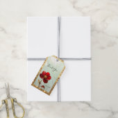 Glas-in-lood Rode Bloem Cadeaubijslage Cadeaulabel (Met Touw)
