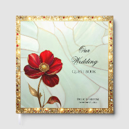Glas-in-lood Rode Bloem Guestbook Gastenboek