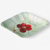 Glas-in-lood Rode Bloem Papieren Bord (Gebogen)