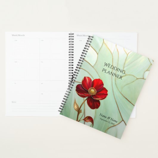 Glas-in-lood Rode Bloem Planner (Display)