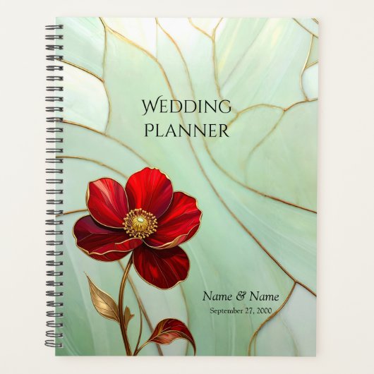 Glas-in-lood Rode Bloem Planner (Voorkant)