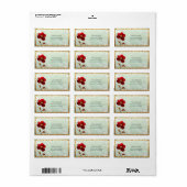 Glas-in-lood Rode Bloem Retouradres Label (Full Sheet)