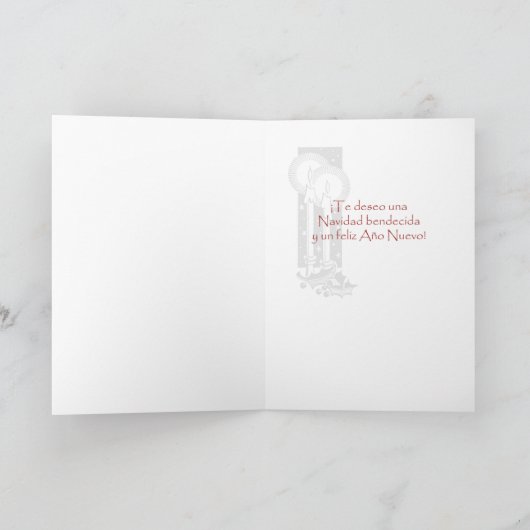 Glas in lood, Rode Heilige Familie in het Duits Feestdagen Kaart (Binnen)