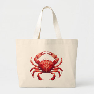 Glas in lood rode krab grote tote bag