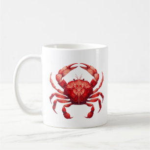 Glas in lood rode krab koffiemok
