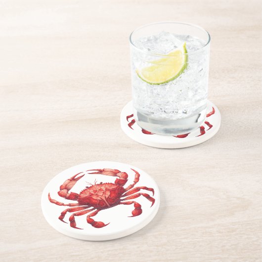 Glas in lood rode krab zandsteen onderzetter (Zijkant)