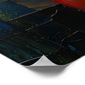 Glas in lood rode roos van elegantie poster (Hoek)