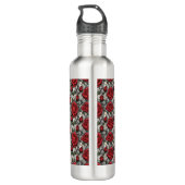 Glas in lood Rode Rose Thermische Tumbler Waterfles (Achterkant)
