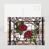 Glas in lood Rode Rozen Bloemenmozaïek Briefkaart (Voorkant / Achterkant)