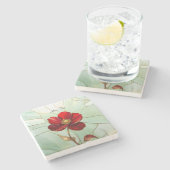 Glas-in-lood Rood Bloem Stenen Onderzetter (Zijkant)
