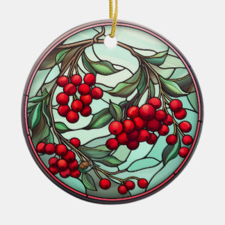 Glas in lood Rood & Groen Feestboomdecoratie Keramisch Ornament