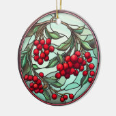 Glas in lood Rood & Groen Feestboomdecoratie Keramisch Ornament (Links)
