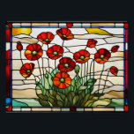 Glas in lood Rood Poppy Flowers Boeket Perfect Poster<br><div class="desc">Mooie Rode klaproos bloem bos</div>