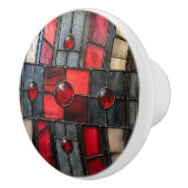 Glas in lood rood zwart industrieel uiterlijk keramische knop (Rechts)