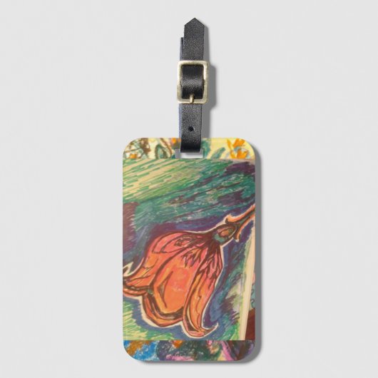 Glas in lood roos. bagagelabel (Voorkant (verticaal))