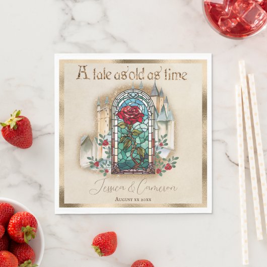 Glas in lood Roos Beauty and the Beast Castle Servet (Insitu)