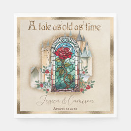 Glas in lood Roos Beauty and the Beast Castle Servet