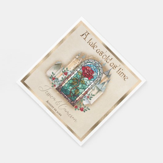 Glas in lood Roos Beauty and the Beast Castle Servet (Hoek)