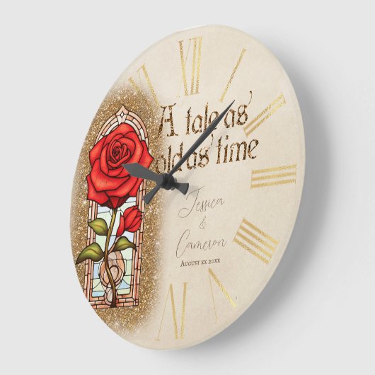 Glas in lood Roos Beauty and the Beast Grote Klok (Hoek)