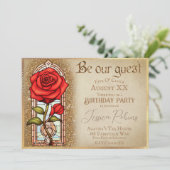 Glas in lood Roos Beauty en het Beest Theme Kaart (Staand voorkant)