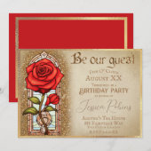 Glas in lood Roos Beauty en het Beest Theme Kaart (Voorkant / Achterkant)