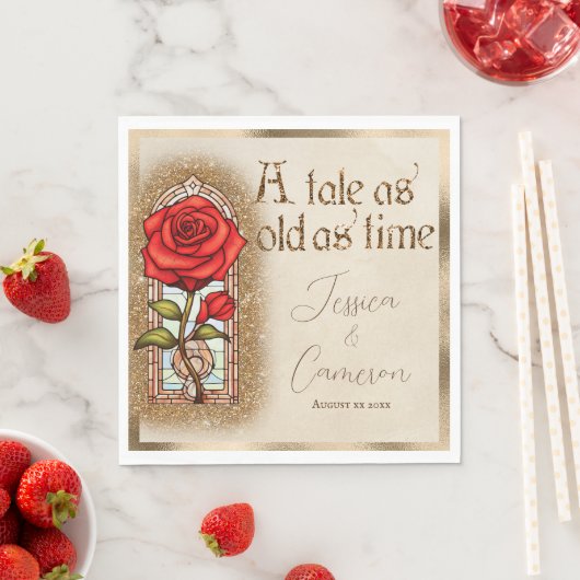 Glas in lood Roos Beauty en het Beest Theme Servet (Insitu)