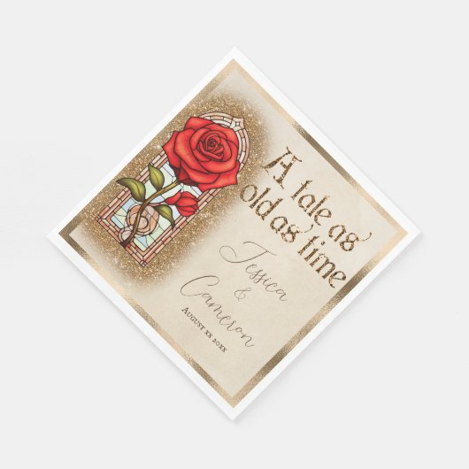 Glas in lood Roos Beauty en het Beest Theme Servet (Hoek)