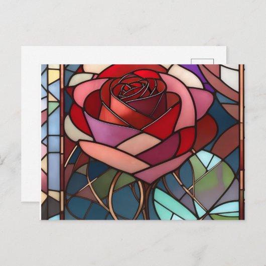 Glas in lood Roos Briefkaart (Voorkant / Achterkant)