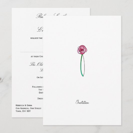 Glas in lood Roos    - CP uitnodiging (Voorkant / Achterkant)