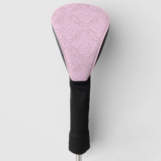 Glas in lood Roos: Goud Roos op Roze Golfheadcover (Voorkant)
