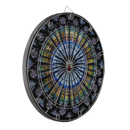 Glas in lood roos in Straatsburg Dartbord (Voorkant Links)