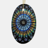 Glas in lood roos in Straatsburg Keramisch Ornament (Links)