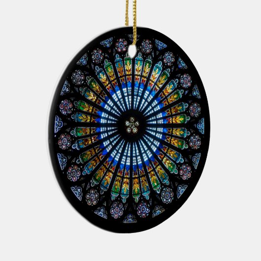 Glas in lood roos in Straatsburg Keramisch Ornament (Rechts)