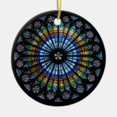 Glas in lood roos in Straatsburg Keramisch Ornament (Voorkant)