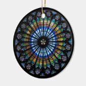 Glas in lood roos in Straatsburg Keramisch Ornament (Links)