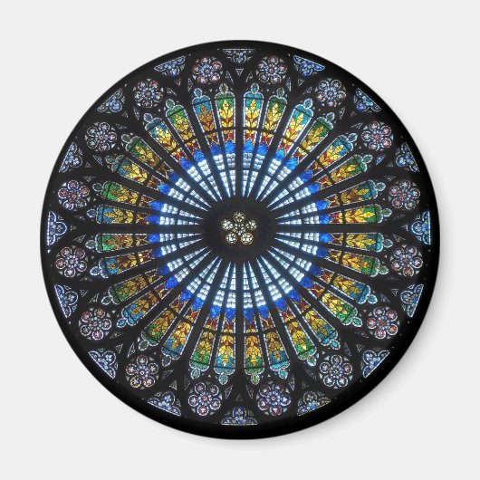 Glas in lood roos in Straatsburg Magneet (Voorkant)