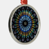 Glas in lood roos in Straatsburg Metalen Ornament (Rechts)
