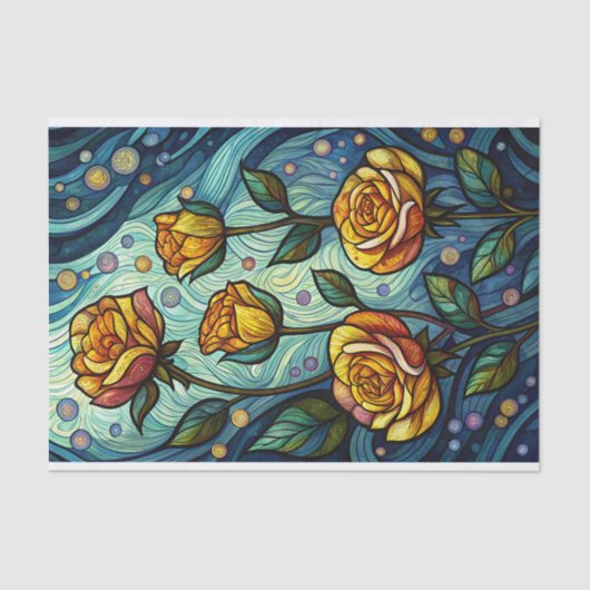 Glas in lood Roos ontkoppeling Tissuepapier (Voorkant)