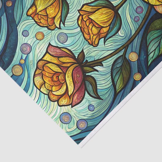 Glas in lood Roos ontkoppeling Tissuepapier (Detail)