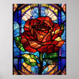 Glas in lood Roos Poster