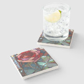 Glas in lood Roos Stenen Onderzetter (Zijkant)
