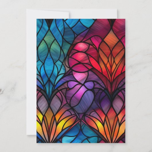 Glas in lood Roos Window Christmas Party Kaart (Achterkant)