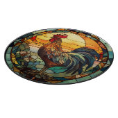 Glas in lood Rooster Snijplank (Hoek)