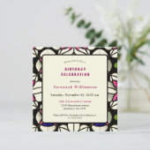 Glas in lood Roze Lily  Birthday Kaart (Staand voorkant)