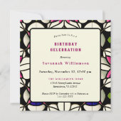 Glas in lood Roze Lily  Birthday Kaart (Voorkant)