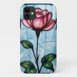 Glas in lood roze roos Case-Mate iPhone case