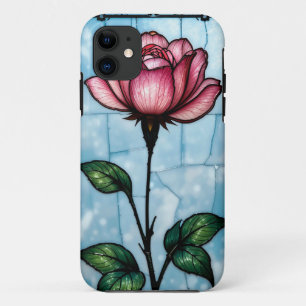 Glas in lood roze roos Case-Mate iPhone case